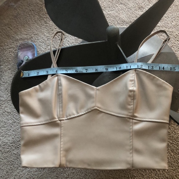 Tan Zara Faux leather crop top Tank top XS - Picture 13 of 13